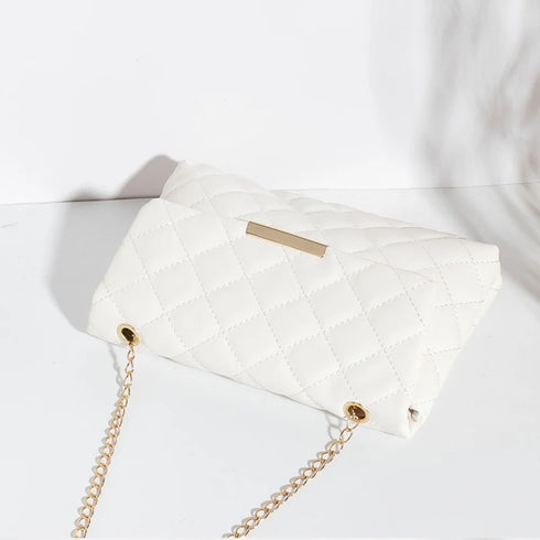 Women's Luxury Diamond Lattice Shoulder Bag – Embroidered PU Leather Crossbody Purse