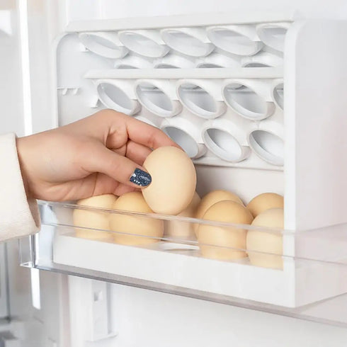New Rotating 30-Grids Egg Storage Box – 3-Tier Space-Saving Organizer