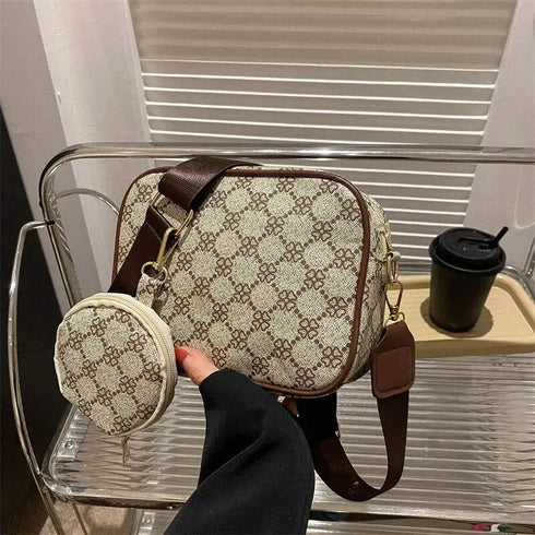 Vintage Plaid PU Leather Tote Bag for Women – Fashion Shoulder & Crossbody Handbag