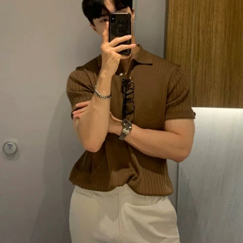 2024 Short Sleeve Polo Shirt for Men-New Summer Solid Loose Top