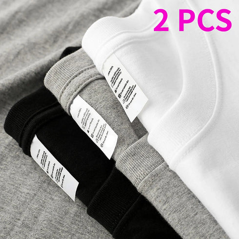 2pcs Short Sleeved Basic T Shirt-Solid O Neck Cotton Top