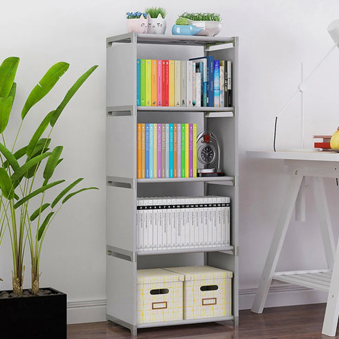 Mobile Desktop Bookcase with Doors - Book Storage Organizer Furniture