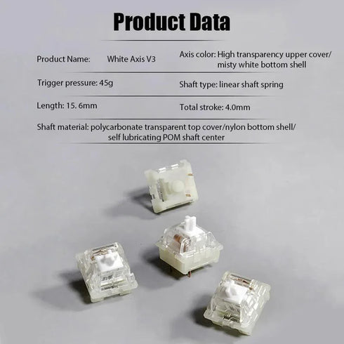 GGBOY Kang White V3 Mechanical Keyboard Switches-Hot Swap Linear Switch