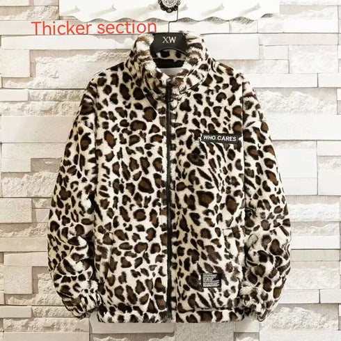 Men's Thick Leopard Print Hooded Jacket – Stylish, Warm, and Comfortable