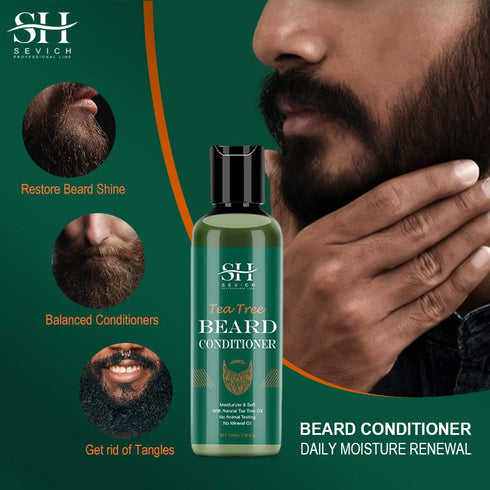Sevich Beard Nourishing Moisturizing Growth Kit For Men Moustache Growth Enhancer Oil Tea Tree Anti Hair Loss Shampoo Beard Care