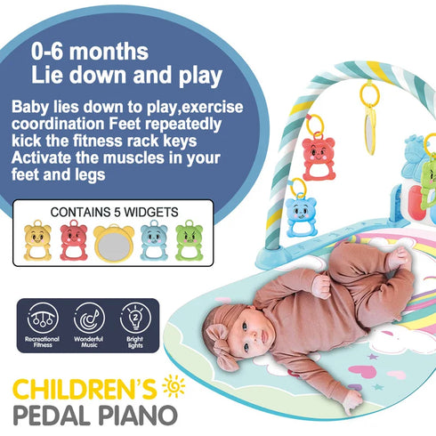 Kick and Play Piano Tummy Time Mat – Multi-Stage Baby Gym with Music & Lights
