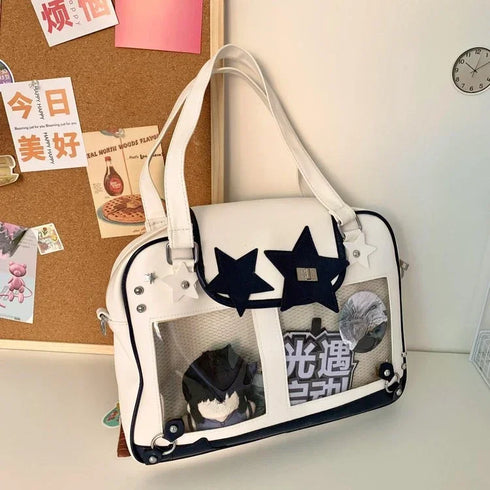 Y2K Trendy Star Ita Bag Lolita Girl Transparent Pocket Fashion Crossbody Bag Women's DIY Display Shoulder Bag Cute Purse Handbag