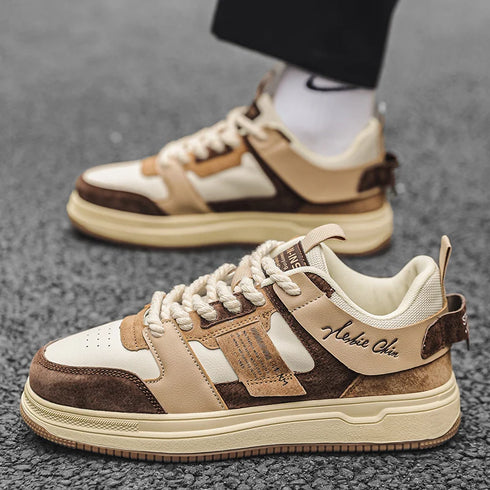 Leather Breathable sneakers for Men-Non Slip Outdoor Trainers