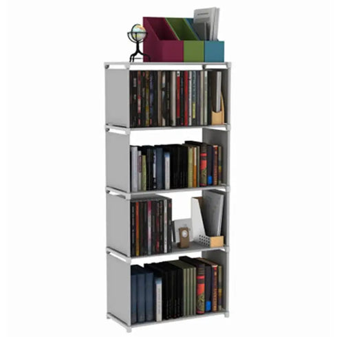 Mobile Desktop Bookcase with Doors - Book Storage Organizer Furniture