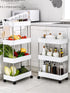 3/4 Tier Rolling Utility Cart – Slim Movable Storage Rack for Kitchen, Bathroom & Livingroom