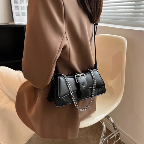 Small PU Leather Handbag-Luxury Brand Women's Chain Shoulder Bag