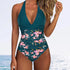 One Piece Swimsuit Set for Women-Backless Printed Bathing Suits
