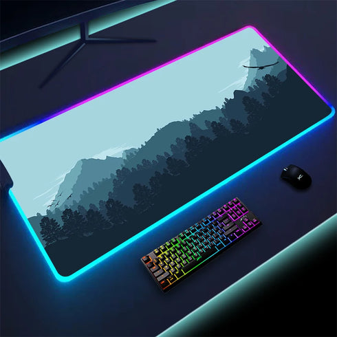 Colorful LED Gaming Mouse Pad-Firewatch Forest RGB Mousepad-Luminous Desk Mat