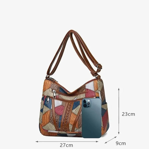 Women’s Vintage PU Leather Crossbody Bag – Multi-Pocket Casual Shoulder Handbag