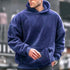 Men's Casual Loose Fit Hooded Hoodie - Solid Knit Polyester for Winter