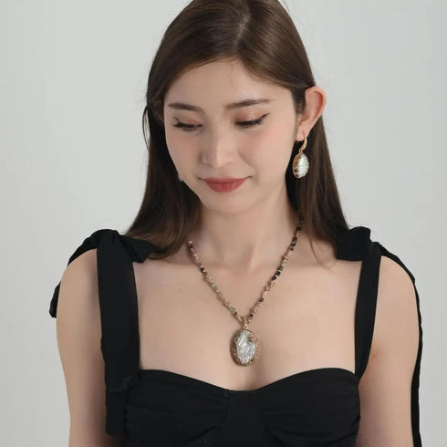 Authentic freshwater pearl Baroque Set- Necklace Pendant Earring Ring Gift for Mother's Day