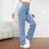 Women's High-Waisted Loose-Fit Straight-Leg Coated Jeans – Ankle-Length Winter Denim