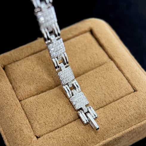 925 Sterling Silver Chain Bracelet for Women – AAA Cubic Zirconia Plant Design, Romantic Jewelry