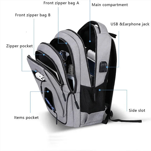Large Capacity Oxford Backpack for Men – 15.6" Laptop Bag Ideal for High School & College
