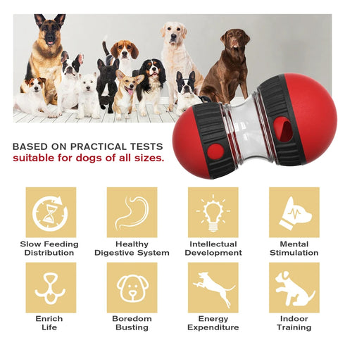 Interactive Dog Toy - Elliptical Track Rolling Ball for Intelligence and Food Dispensing