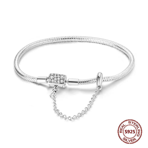 925 Sterling Silver Heart Charm Bracelet with AAA Zircon – Trendy and Elegant Jewelry for Women, Perfect for Parties & Special Occasions