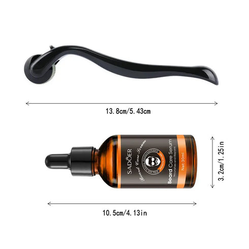 Natural Men Beard Growth Roller Kit Men's Beard Growth Oil Nourishing Enhancer Beard Oil Spray Anti Hair Loss With Beard Roller