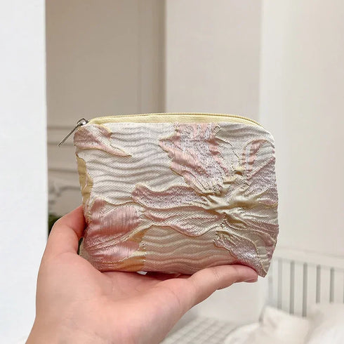 Mini Small Zipper Coin Purse Women Cute Floral Clutch Purse Lipstick Bag Key Wallet Lady Cotton Travel Makeup Storage Bag Pouch