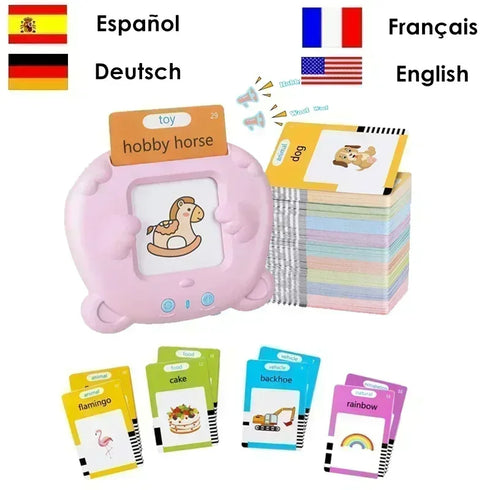 Interactive Kids Learning Machine with Talking Flash Cards - Multilingual Educational Toy for Ages 3-12, Rechargeable Audio Book