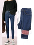 Women's High-Waisted Skinny Jeans – Thick Denim Pencil Pants for Winter