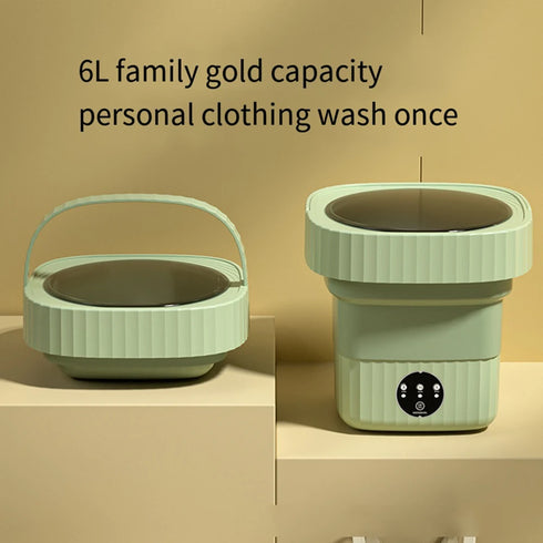 6L-11L Portable Washing Machine-Ultrasonic Mini Washer Folding Large Capacity Clothes Spin Dryer Bucket