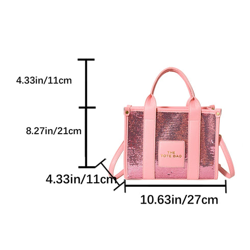 MOJOYCE PU Leather Sequin Tote – Fashionable, Versatile, and Elegant Handbag for Everyday Use