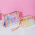 PVC Waterproof Transparent Cosmetic Bag Wash Toiletry Makeup Bag Organizer Female Girls Laser Color Zipper Make Up Beauty Case