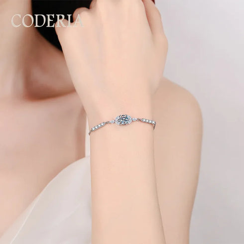 1 Carat VVS1 Moissanite Sterling Silver Bracelet – Adjustable D Color Jewelry for Women