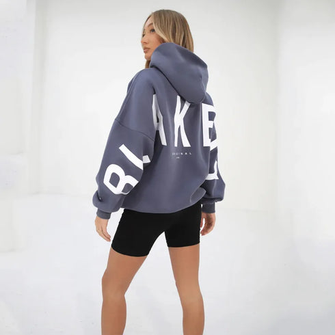 Letter Print Loose Hoodies for Women – Casual Y2K Sweatshirt for Autumn/Winter