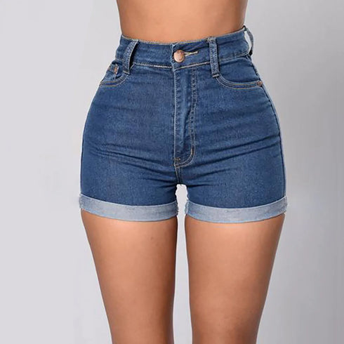 Women Skinny Jean Shorts-Summer High Waisted Mini Short