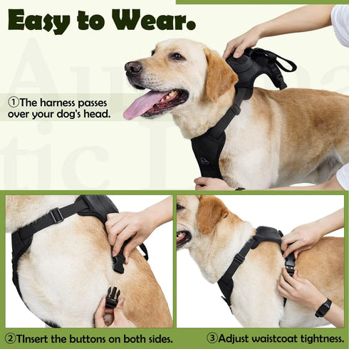 2 in 1 No Pull Dog Harness with Retractable Leash - Adjustable Breathable Dog Vest