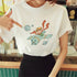 Cartoon Graphic Print T Shirt for Women-O Neck Short Sleeve Tee Shirt