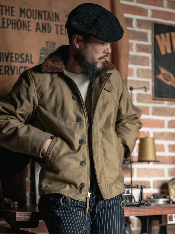 Rugged Bronson Submarine N-1 Deck Jacket – Vintage Naval Workwear with 100% Wool Lining