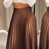 Women's Ruffle Pleated Midi Skirt - Elegant Brown Cylinder Pleat Mid-Waist High Street Fashion for All Seasons (2025 Edition)