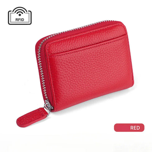 14/20 Slots Credit Card Holder Wallet RFID Blocking Slim Genuine Leather Card Organizer Zipper Pocket ID Card Pouch Coin Purse