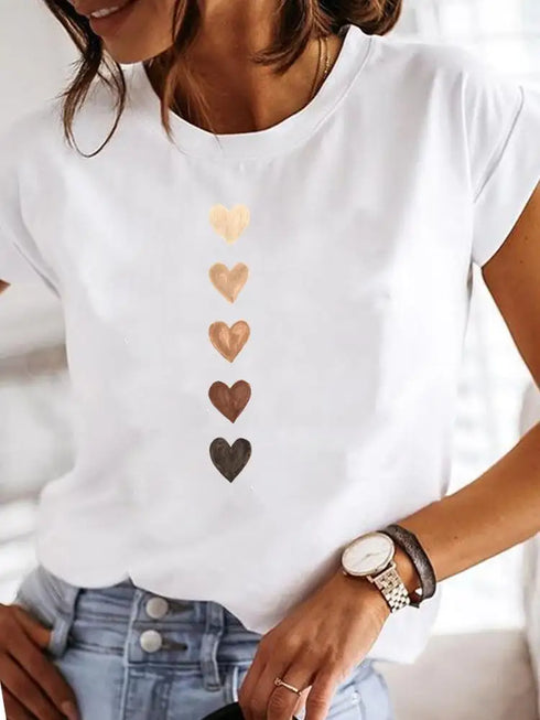 Short Sleeve Casual Fashion T Shirts for Women-Summer Print Top