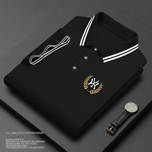 Men's High-End Pure Cotton Polo Shirt with Embroidery – Smart Casual Spring/Summer Fashion
