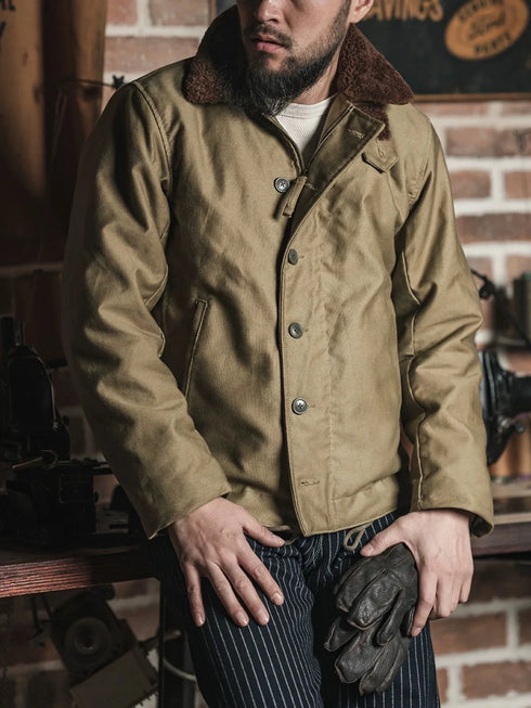 Rugged Bronson Submarine N-1 Deck Jacket – Vintage Naval Workwear with 100% Wool Lining