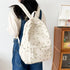 Floral White School Backpack for Teenage Girls - Cute Nylon Rucksack Book Bag