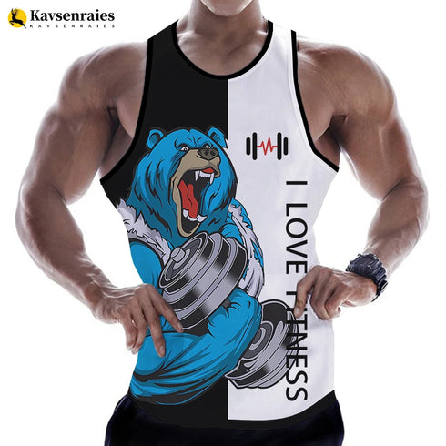 Printed Sleeveless Vest for Men-Fitness Tank Tops- 3/4/5/6XL