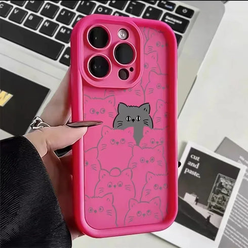 Funny Cats Graffiti Dog Soft Case for iPhone – Matte Anti-Scratch, Anti-Fingerprint Half-Wrapped Protective Cover for iPhone 15 Pro Max, 14, 13, 12, 11, XS, XR, 7, 8 Plus, SE 2