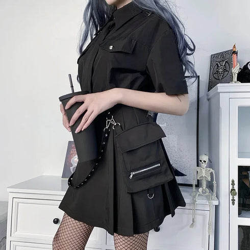 Punk Style Lace-Up Mini Skirt - Edgy A-Line Design for All Seasons