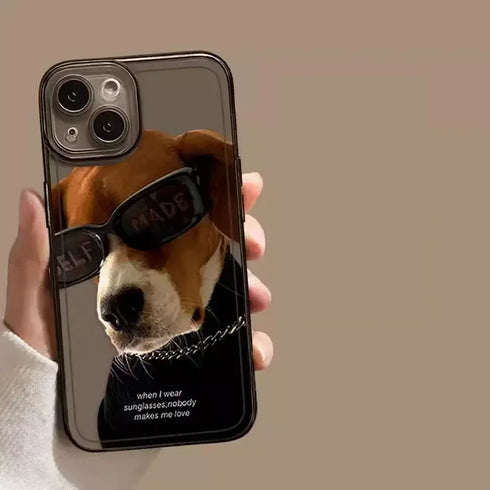 Funny Sunglasses Cat and Dog Couples Phone Case for iPhone – Transparent Shockproof Bumper Cover with Animal Design