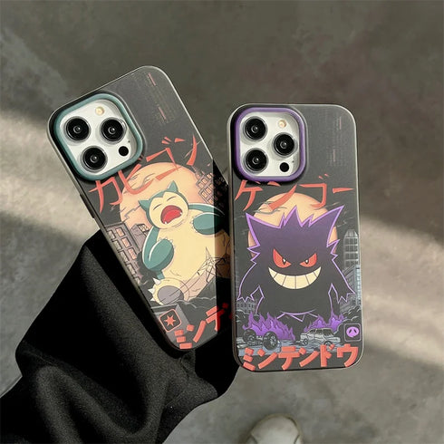Cute Pokemon Gengar Case for iPhone 15, 14, 13, 12, 11 - Matte Shockproof Silicone Cover