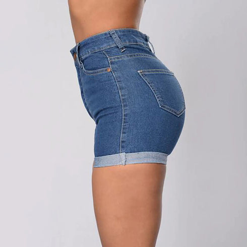 Women Skinny Jean Shorts-Summer High Waisted Mini Short